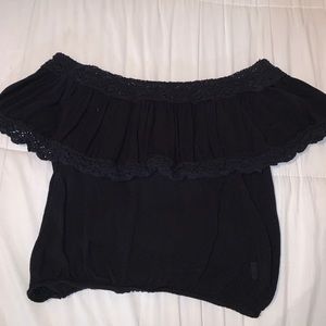 Black off the shoulder lace shirt